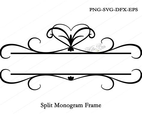 Download Free Mailbox swirly frames, split monogram frame SVG,DXF,PNG,EPS,PDF
format Crafts